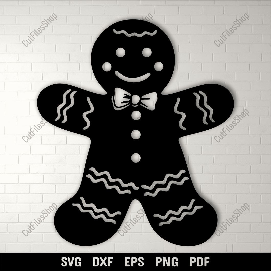 Gingerbread Man SVG, Cut Files for Cricut and Silhouette, DXF for CNC, Sublimation Art Design