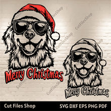 Load image into Gallery viewer, Golden Retriever Christmas SVG, Santa Hat Clipart, Cutting files for Cricut &amp; Silhouette, PNG for Sublimation T-shirt Design, Dog Sunglasses Svg, Funny Dogs PNG
