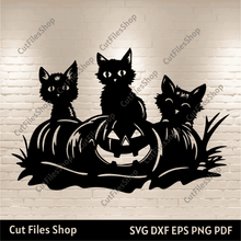 Load image into Gallery viewer, Peeking Halloween Cats SVG &amp; DXF for CNC, Cricut &amp; Silhouette Cut Files, PNG for T-Shirt Design
