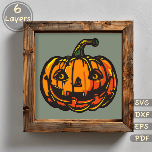 Pumpkin Shadow Box Craft, Layered SVG for Cricut, Halloween Home Decor DIY, Papercut Template, Unique Gift Idea