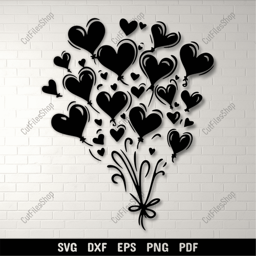 Heart Balloons DXF for CNC & Laser Cutting, SVG for Cricut, DIY Birthday Decor, Sublimation Design