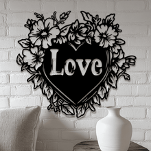 Load image into Gallery viewer, Love and Flower SVG, Cricut Cutting Files, Sublimation Valentine Design, Heart DXF for CNC
