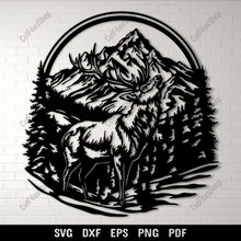 Load image into Gallery viewer, Howling Deer SVG and DXF Files for Sublimation &amp; DIY Projects, Cut files shop
