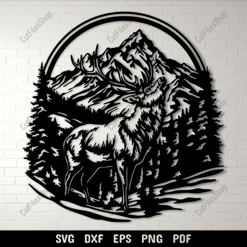 Howling Deer SVG and DXF Files for Sublimation & DIY Projects, Cut files shop