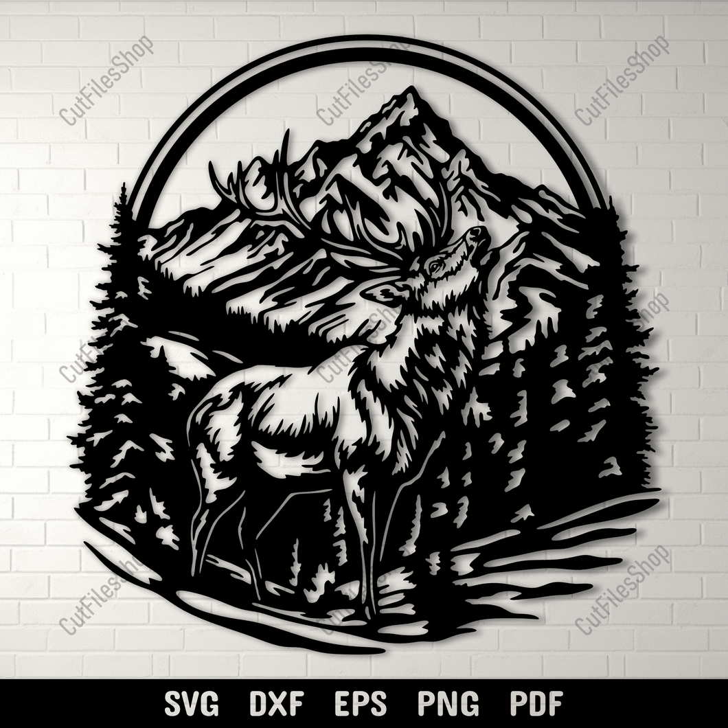 Howling Deer SVG and DXF Files for Sublimation & DIY Projects, Cut files shop