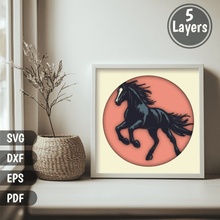 Load image into Gallery viewer, Jumping Horse 3D Layered SVG for Cricut Shadow Box Projects
