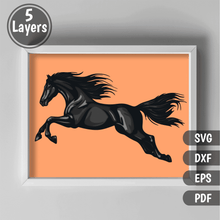 Load image into Gallery viewer, Jumping Horse 3D Layered SVG – DXF for Cricut, CNC, and DIY Shadow Box
