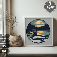 Load image into Gallery viewer, Mallard Duck Layered SVG, 3D Shadow Box Template for Cricut &amp; CNC Projects
