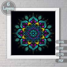 Load image into Gallery viewer, Layered Mandala Svg for Cricut, 3D Shadow Box, PaperCut Template, Multilayer, Dxf for Silhouette
