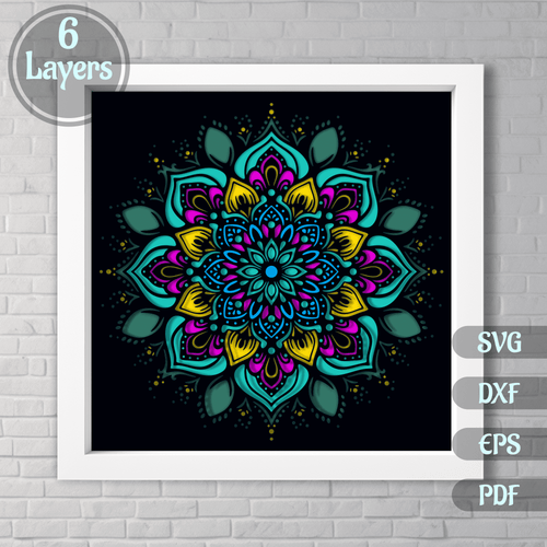 Layered Mandala Svg for Cricut, 3D Shadow Box, PaperCut Template, Multilayer, Dxf for Silhouette