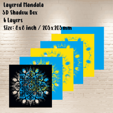 Load image into Gallery viewer, 3D Layered Mandala Svg for Cricut, 3D shadow Box Templates, Dxf for Silhouette, Laser Cut, unigue Gift Diy, Multilayer, svg for Cardstock, Home decor diy, 3D wall art diy, Mandala Paper 3d art
