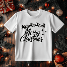 Load image into Gallery viewer, SVG Merry Christmas Sign and Santa Sleigh for Cricut &amp; Silhouette, DXF for CNC, DIY T-Shirt Design &amp; Christmas Decoration
