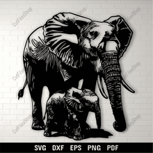 Load image into Gallery viewer, Elephant SVG DXF – Mom and Baby Design for Laser Cutting &amp; Sublimation
