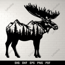 Load image into Gallery viewer, Moose Mountain SVG for Cricut &amp; Silhouette, DXF for CNC, Laser Engraving Files, Sublimation Design
