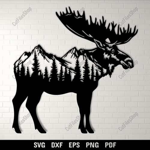 Moose Mountain SVG for Cricut & Silhouette, DXF for CNC, Laser Engraving Files, Sublimation Design