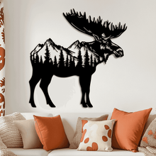 Load image into Gallery viewer, Moose Mountain Scene DXF for CNC Plasma &amp; Laser, SVG for Glowforge, DIY Wall Art
