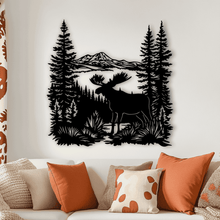 Load image into Gallery viewer, Moose and Nature Scene – DXF for Plasma, SVG for DIY Wall Art
