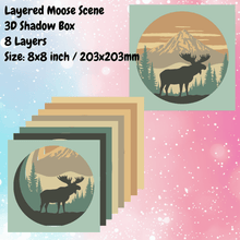 Load image into Gallery viewer, Wildlife Moose 3D SVG &amp; DXF – Multilayer Paper Cut &amp; DIY Shadow Box
