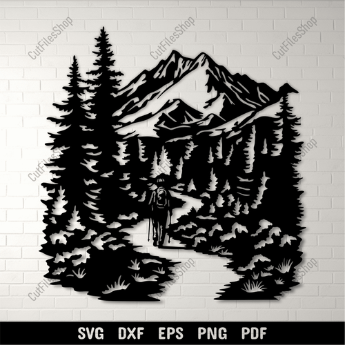 Hiking Scene SVG Cut Files for Cricut, CNC DXF, Sublimation Artwork, DIY Outdoor Décor