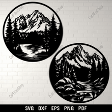 Load image into Gallery viewer, Preview of Mountain Ranges DXF for Laser Cutting, Wildlife SVG for Cricut
