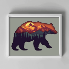 Load image into Gallery viewer, Bear and Mountains 3D SVG, DIY Home Decor, Shadow Box Cutting Files for Cricut
