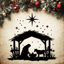 Load image into Gallery viewer, Nativity SVG for Cricut &amp; Silhouette, DXF for Laser Cut, DIY Christmas Decoration, Baby Jesus, Virgin Mary, Holy Family Vector
