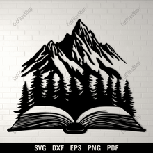 Load image into Gallery viewer, Nature with Open Book SVG, Cricut &amp; Silhouette Cutting Files, DXF for CNC
