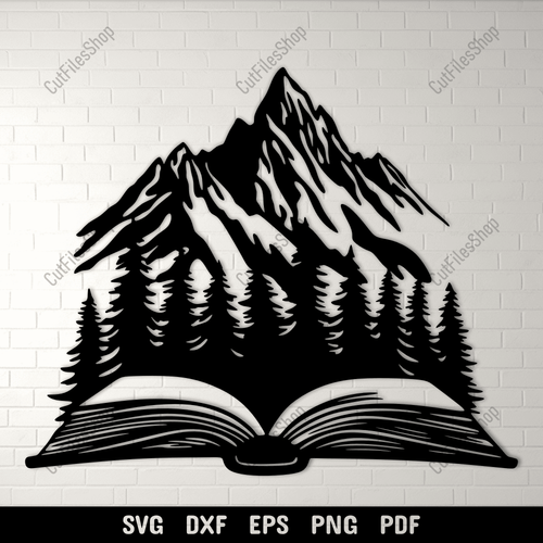 Nature with Open Book SVG, Cricut & Silhouette Cutting Files, DXF for CNC