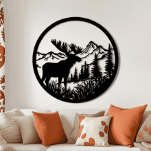 Load image into Gallery viewer, Circle Decorative DXF, Windmill Scene SVG, Moose SVG, and Sublimation Art
