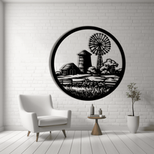 Load image into Gallery viewer, Windmill Scene SVG, Circle Decors DXF for CNC, and Moose Cutting Files
