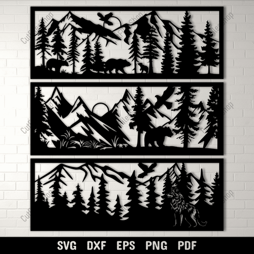 Bear Nature Panels DXF for CNC, Laser, and Plasma Cutting Projects