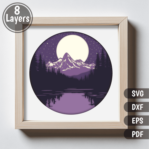 Multilayer Night Forest SVG Template for DIY Home Decor