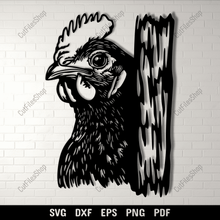 Load image into Gallery viewer, Preview of Chicken Cut Files for Cricut &amp; Silhouette, Peeking Chicken DXF Design
