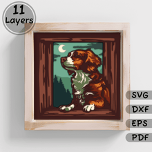 Load image into Gallery viewer, 3D Peeking Dog Layered Svg for Cricut, 3D Shadow Box Template, Dxf for Silhouette, Laser cut, Baby gift DIY
