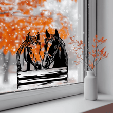 Load image into Gallery viewer, Peeking Horses DXF for CNC &amp; Laser Cutting, DIY Vinyl decal for Window
