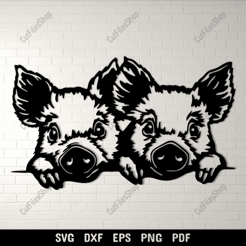 Peeking Piggy SVG Cutting Files for Cricut and Silhouette, DXF for CNC, Sublimation Design