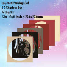 Load image into Gallery viewer, 3D Peeking Cat Layered Svg for Cricut, 3D Shadow Box Template, Dxf for Silhouette, Baby Gift DIY
