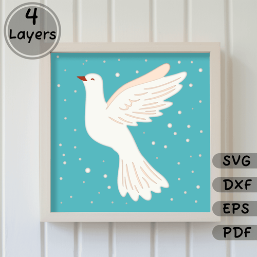 Layered Pigeon Bird Shadow Box SVG, DXF for Silhouette, Cardstock Paper Art, Shadow Box Craft, Unique Wedding gift DIY