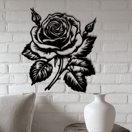 Floral Rose SVG for Silhouette & Cricut, CNC DXF for Laser Cutting, Sublimation Design