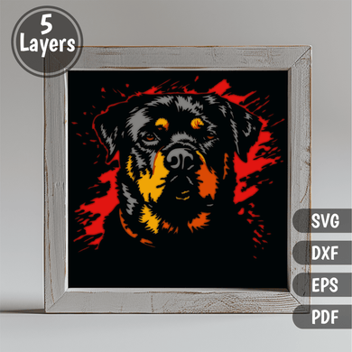 Preview of 3D Layered Rottweiler Dog SVG, Shadow Box Template for Cricut & Silhouette