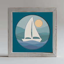 Load image into Gallery viewer, Multilayer 3D Sailboat Shadow Box SVG, Unique Gift DIY, Paper Art Template, Cardstock SVG, Shadow Box Crafts
