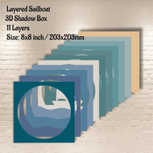 Load image into Gallery viewer, Sailboat Papercut Shadow Box SVG, Layered SVG for DIY, EPS Files, Paper 3D Art, Unique Gift Template - Cut Files Shop - Download Now Svg files
