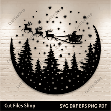 Load image into Gallery viewer, Santa Sleigh and Reindeer SVG for Cricut &amp; Silhouette, Christmas Night DXF for CNC, DIY Holiday Decoration, Trendy Svg
