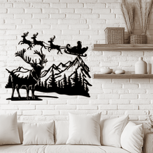 Load image into Gallery viewer, Free Christmas SVG Cut Files: Santa&#39;s Sleigh and Reindeer. Downloadable for Cricut, Silhouette, CNC, Sublimation, and DTF Printing.
