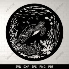 Load image into Gallery viewer, Sea Turtle DXF for CNC &amp; Laser, SVG for Cricut Projects, DIY Wall Decal
