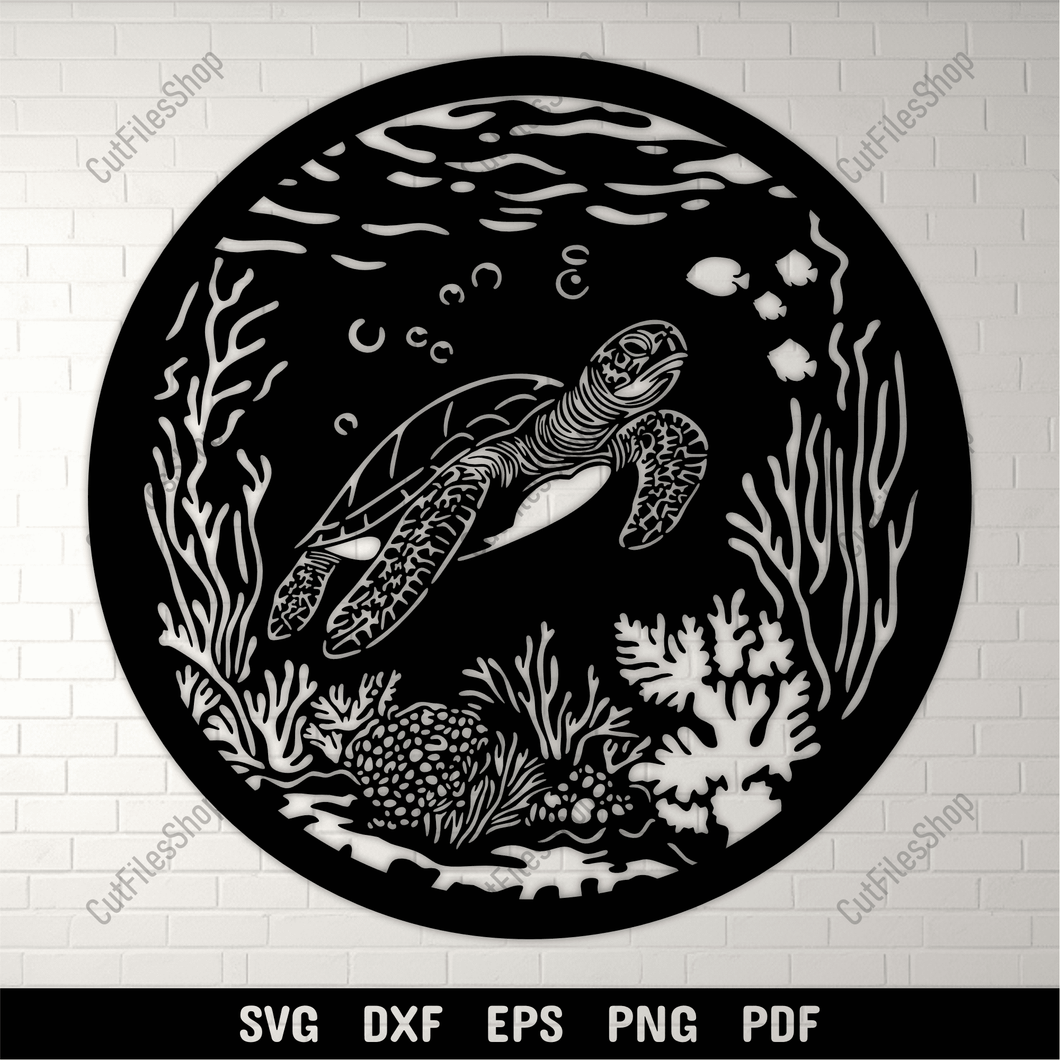 Sea Turtle DXF for CNC & Laser, SVG for Cricut Projects, DIY Wall Decal