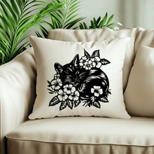 Load image into Gallery viewer, Sleeping Cat SVG &amp; DXF, Floral Cat Laser Cut Files, Pillow &amp; Craft Design
