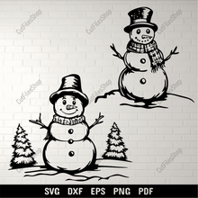 Load image into Gallery viewer, Snowman SVG for Cricut &amp; Silhouette – DXF for CNC Christmas Crafts
