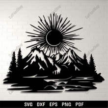 Load image into Gallery viewer, Sunset with Mountains SVG for Cricut &amp; Vinyl Cutting Projects
