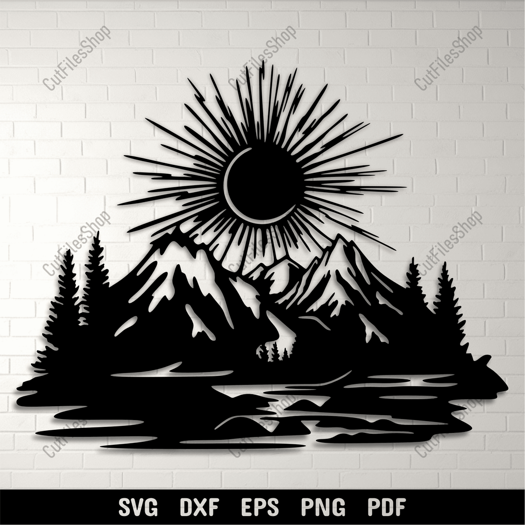 Sunset with Mountains SVG for Cricut & Vinyl Cutting Projects